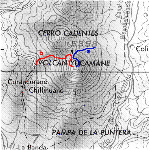 mapa topogrfico del volcn Yucamane